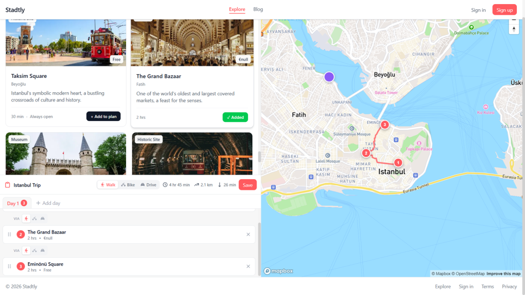 stadtly-itinerary